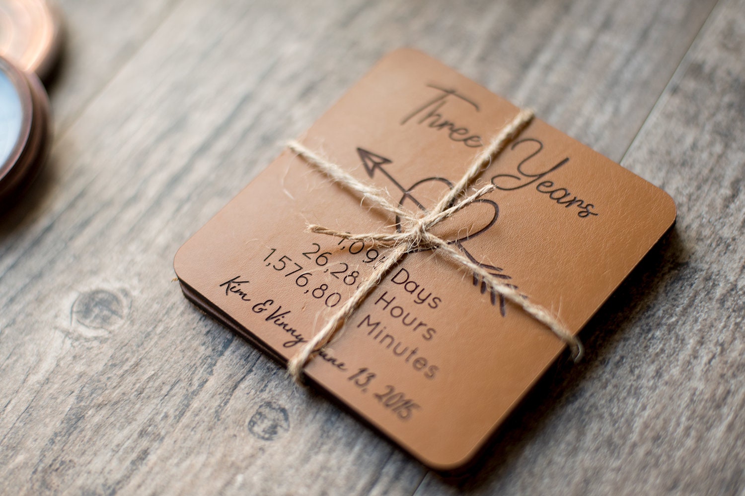 Leather Coasters 3rd Anniversary Gifts Three Years Etsy