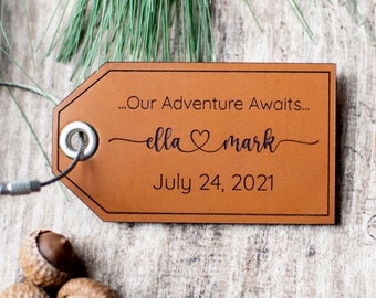 Personalized Leather Luggage Tags | Our Adventure Awaits