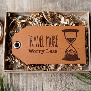 Custom Personalized Leather Luggage Tag Travel More, Worry Less image 3