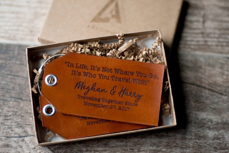 Personalized Custom Leather Luggage Tag Wedding Gift in Etsy