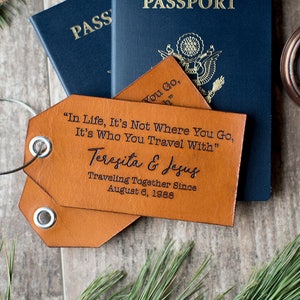 Leather Luggage Tag Personalized, Custom Travel Gift In Life image 2