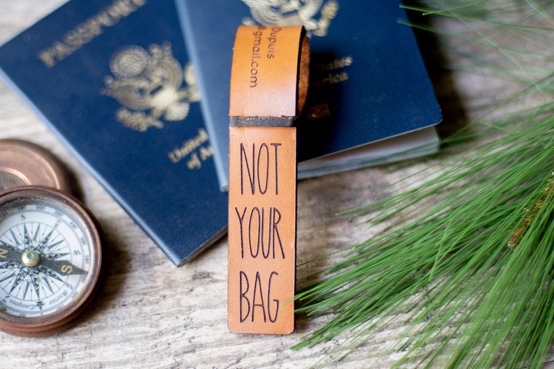 Leather Luggage Tag Personalized Not Your Bag image 2