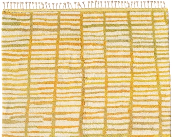 Yellow Moroccan Rug, Modern Moroccan Rug, Handmade Carpet, Handwoven Moroccan, Wool, Colorful Home Decor, Moroccan-inspired Handcrafted rug