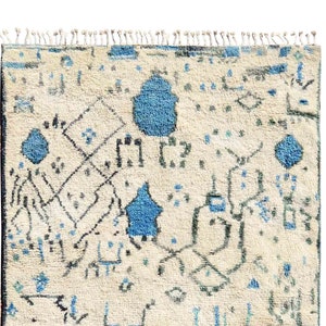 Blue Wool Moroccan Rug, Modern Boho Area Rug, Handmade image 2