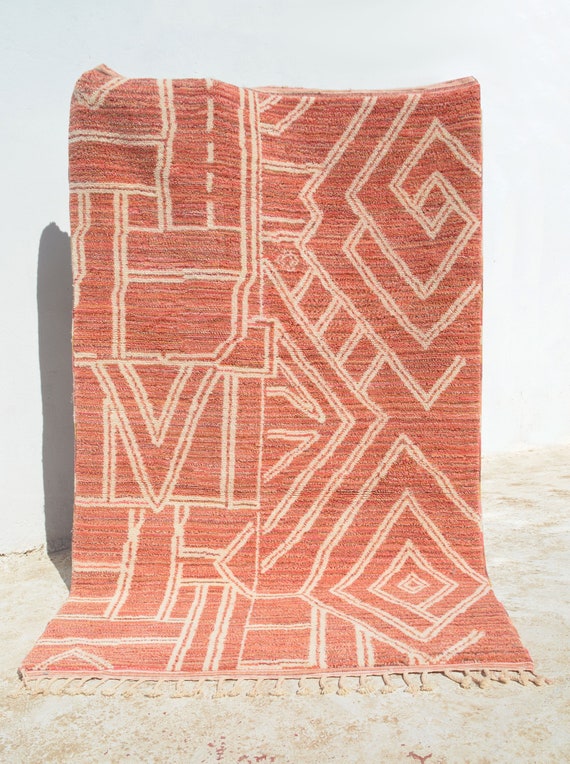Pink Moroccan Rug, Red Moroccan Rug, Pink Wool Rug, Colorful Home Decor, Boho Rug, Shag Rug, Custom Moroccan Rug, Artisan Rug, Made to Order