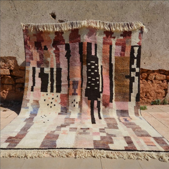 Pink Moroccan Rug, Red Moroccan Rug, Rust Moroccan Rug, Abstract Moroccan Rug, Neutral Moroccan Rug, Colorful Moroccan Rug, Wool Area Rug