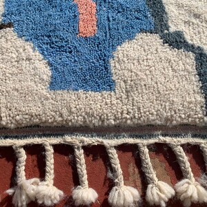 Blue Wool Moroccan Rug, Modern Boho Area Rug, Handmade image 3