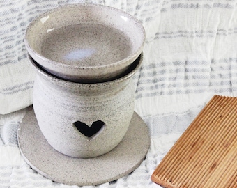 Aromatherapy Oil Diffusers set,  Gray Pottery Essential Oil Burner, Ceramic Candle Warmer,  Home Scents Diffuser Gift