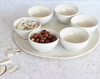 Ceramic Seder Pesach Plate Set, white pottery seder plate