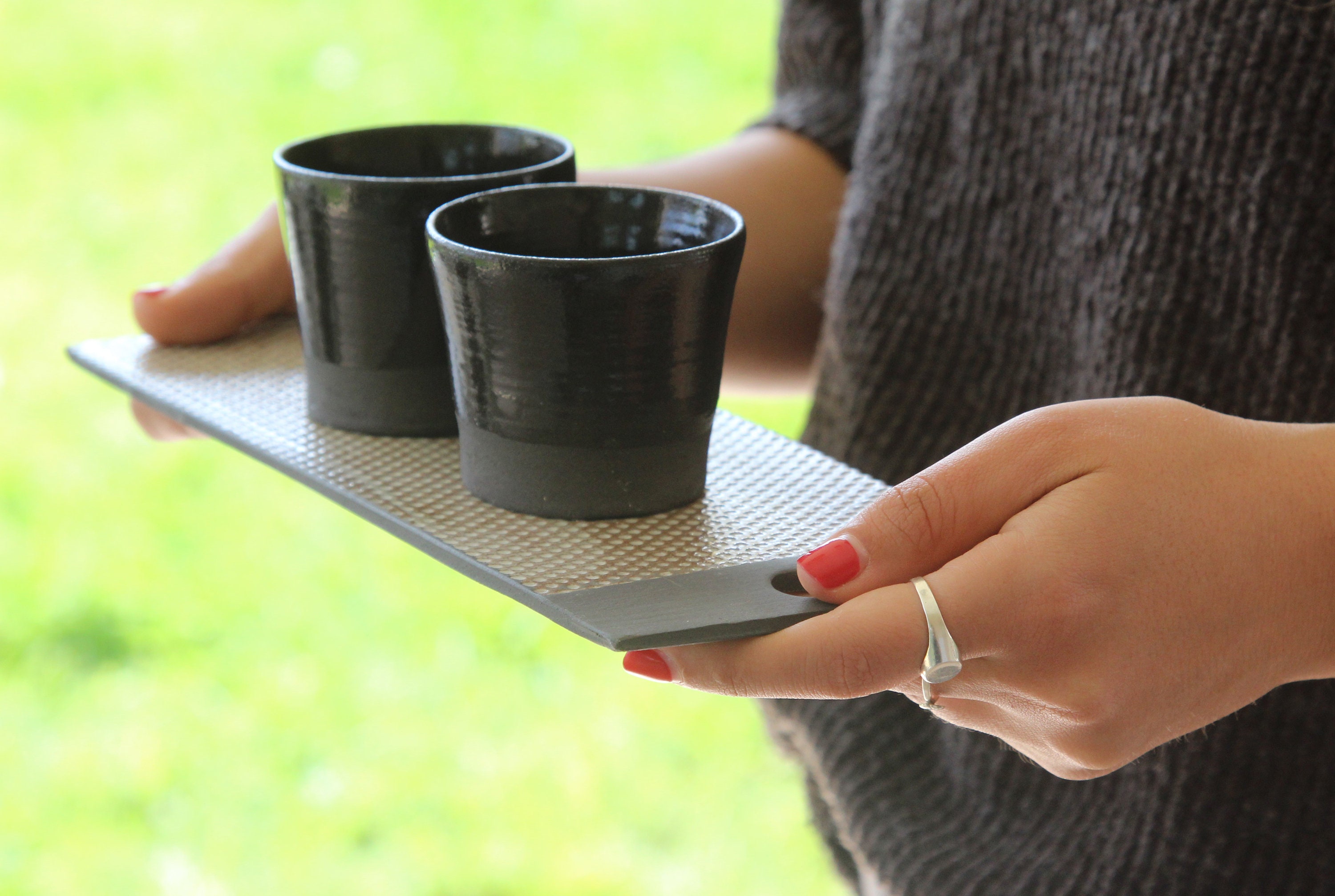 Ensemble de Tasses à Expresso en Céramique Noire, Cadeau Pour Les Amateurs Café