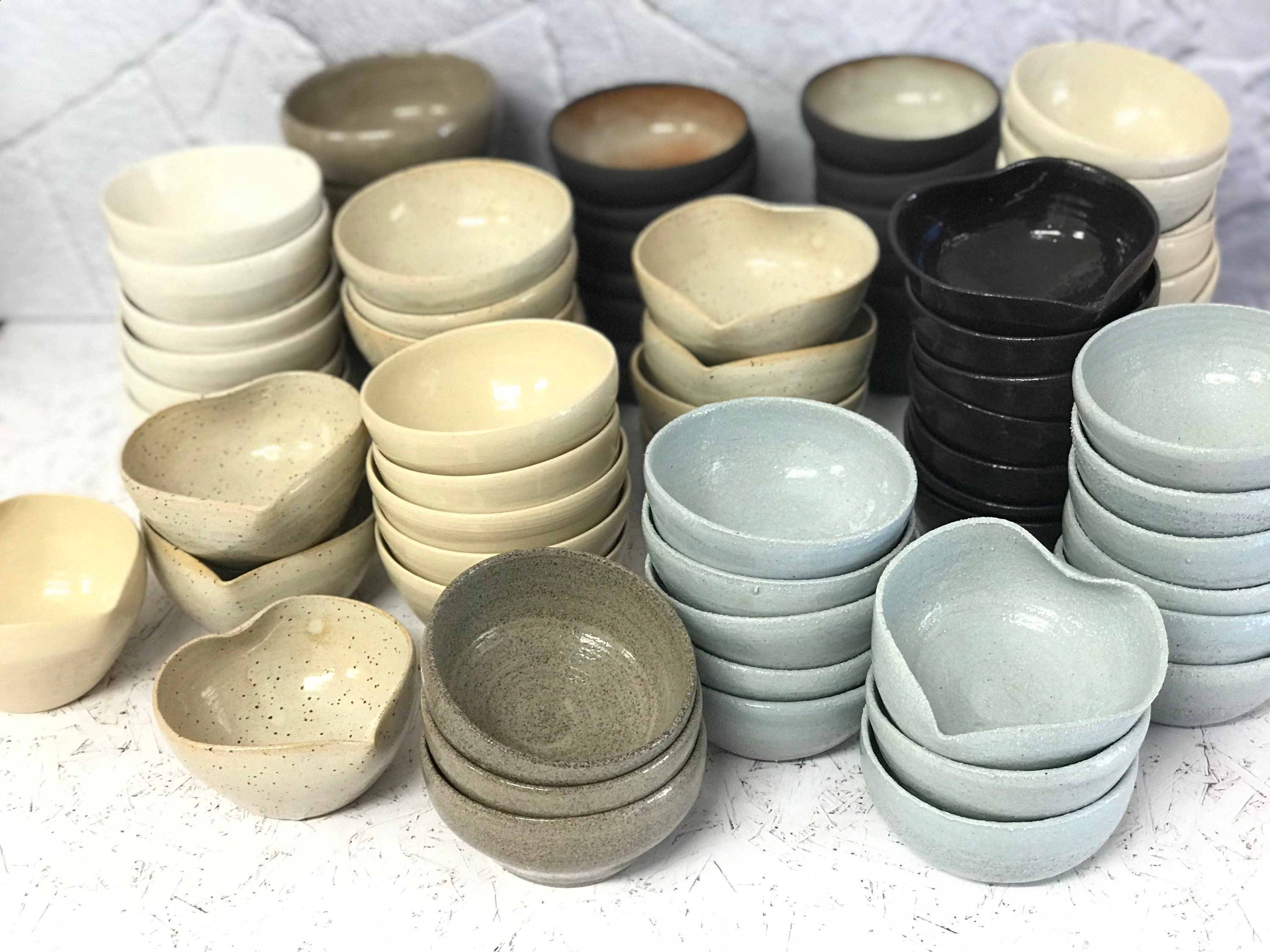 Set of small gray ceramic bowls Dipping Bowls Herbs and Etsy