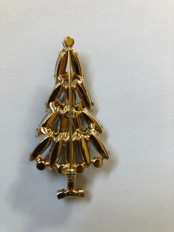 Vintage signed Hobé Christmas Tree Pin 80’s, ON S… - image 4