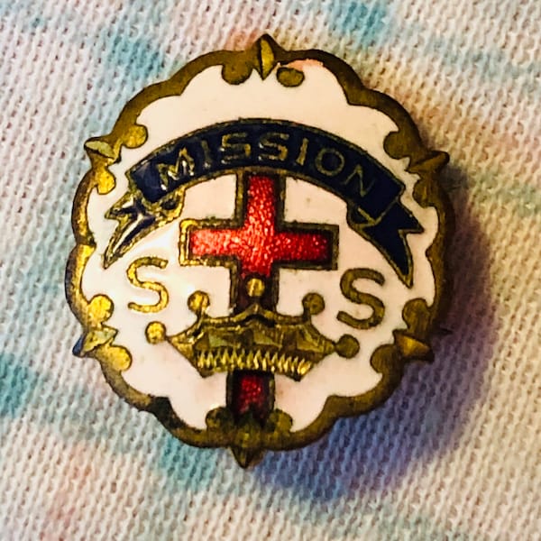 Vintage Cross and Crown pin, Church Collectable, religious, Christian, Mission