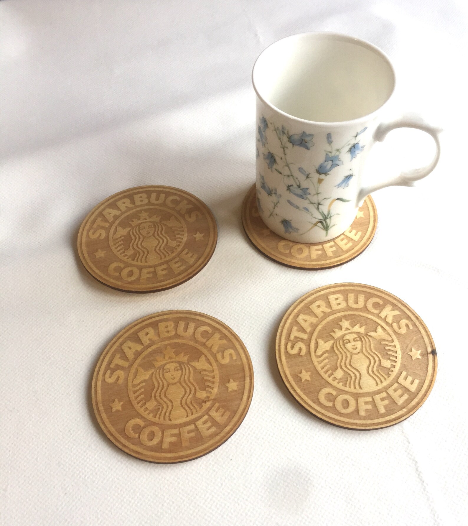 Starbucks Coffee Coaster Laser Carved 90x90x3mm Birch Wood Etsy