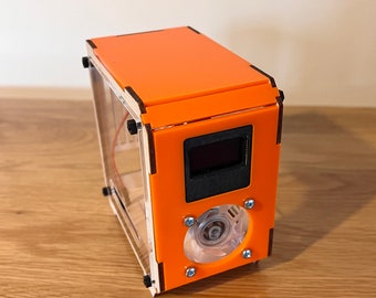 Orange Acrylic Raspberry Pi Case Desktop Mini Tower Case, OLED + RGB Colour Fan, Pi 3B/4B/5 Compatible