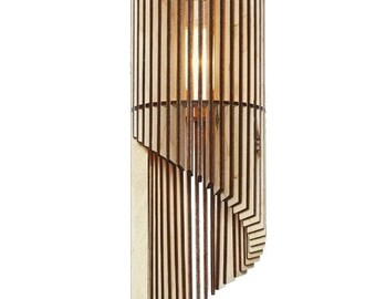 Tube Pendant Light Shade / Lamp Shade Kit in Birch Wood, 44cm Tall, 48 Ribs