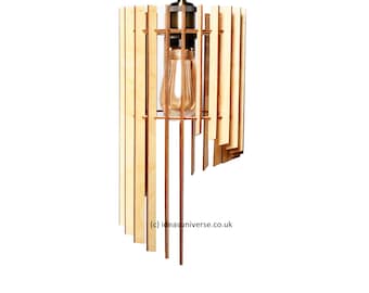 Tube Pendant Light Shade / Lamp Shade Kit in Birch Wood, 29-37cm Tall
