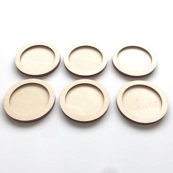 Resin Art Coaster Blanks (set of 6), 6mm deep, 3mm Resin Fill, Birch Wood.