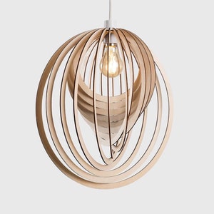 Pendant Light Shade, Lamp Shade, Ceiling Light Shade, Spiral Design, Birch Wood, Hand Made