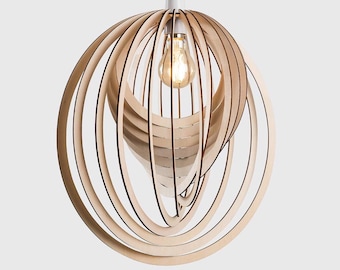 Pendant Light Shade, Lamp Shade, Ceiling Light Shade, Spiral Design, Birch Wood, Hand Made