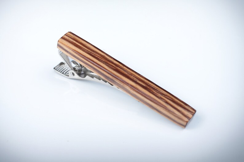 Wooden tie bar tie clip gift for dad zebrano wood tie clip for wedding brother