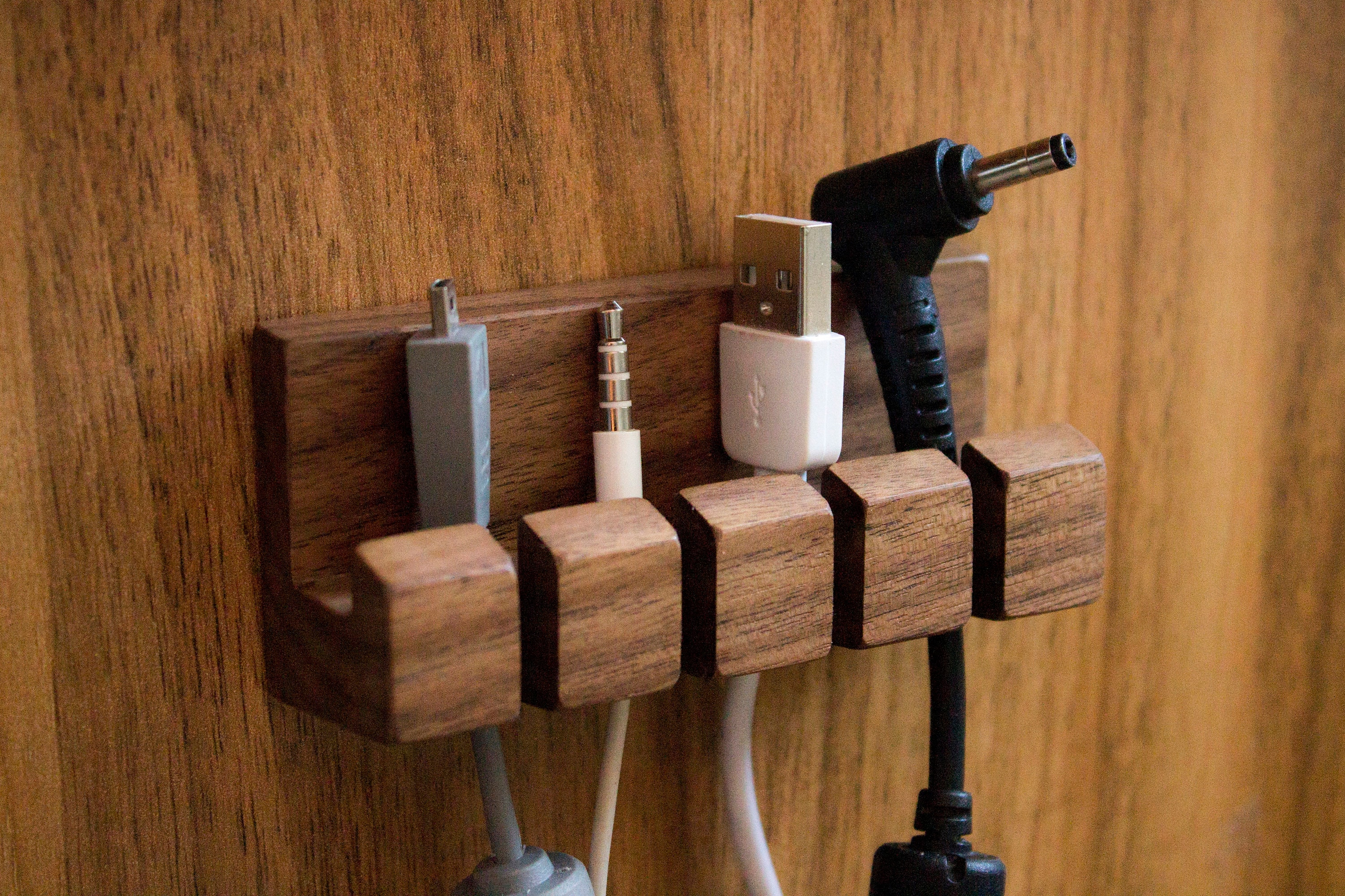 Wooden cord and cable organizer for laptop computer mac Quirky Etsy