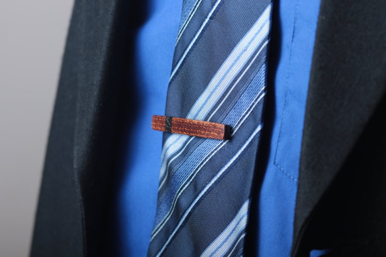 Wooden tie bar tie clip gift for dad zebrano wood tie clip for wedding brother