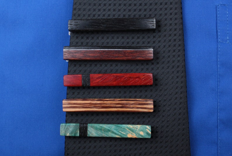 Wooden tie bar tie clip gift for dad zebrano wood tie clip for wedding brother