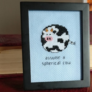 Spherical Cow digital cross stitch pattern - Jokes for science nerds (instant download)