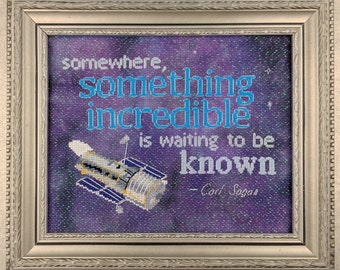 Hubble Space Telescope and Carl Sagan inspired Cross Stitch Pattern - instant PDF Download