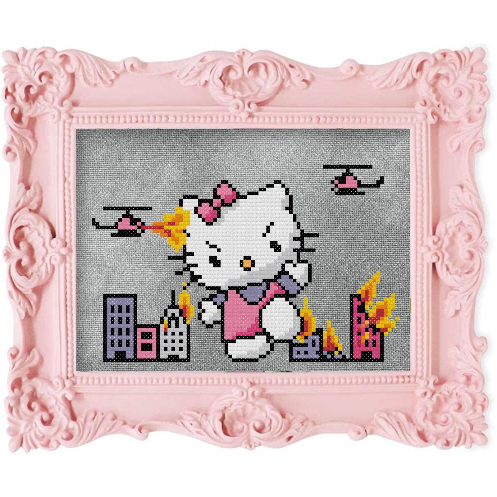 Hello Kitty Face with Pink Bow Embroidered Iron On Patch, 2 x 2.75 Free  Ship