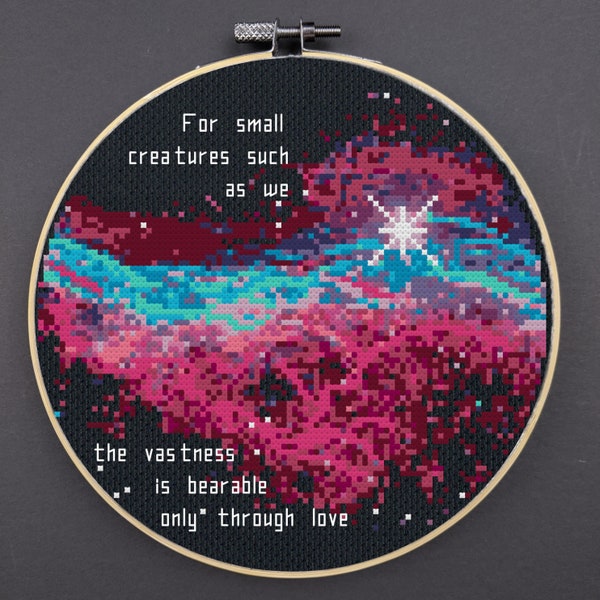 Carl Sagan Quote Cross Stitch Pattern: "To such small creatures as we..." feat. NASA Hubble Nebula image Instant PDF Download