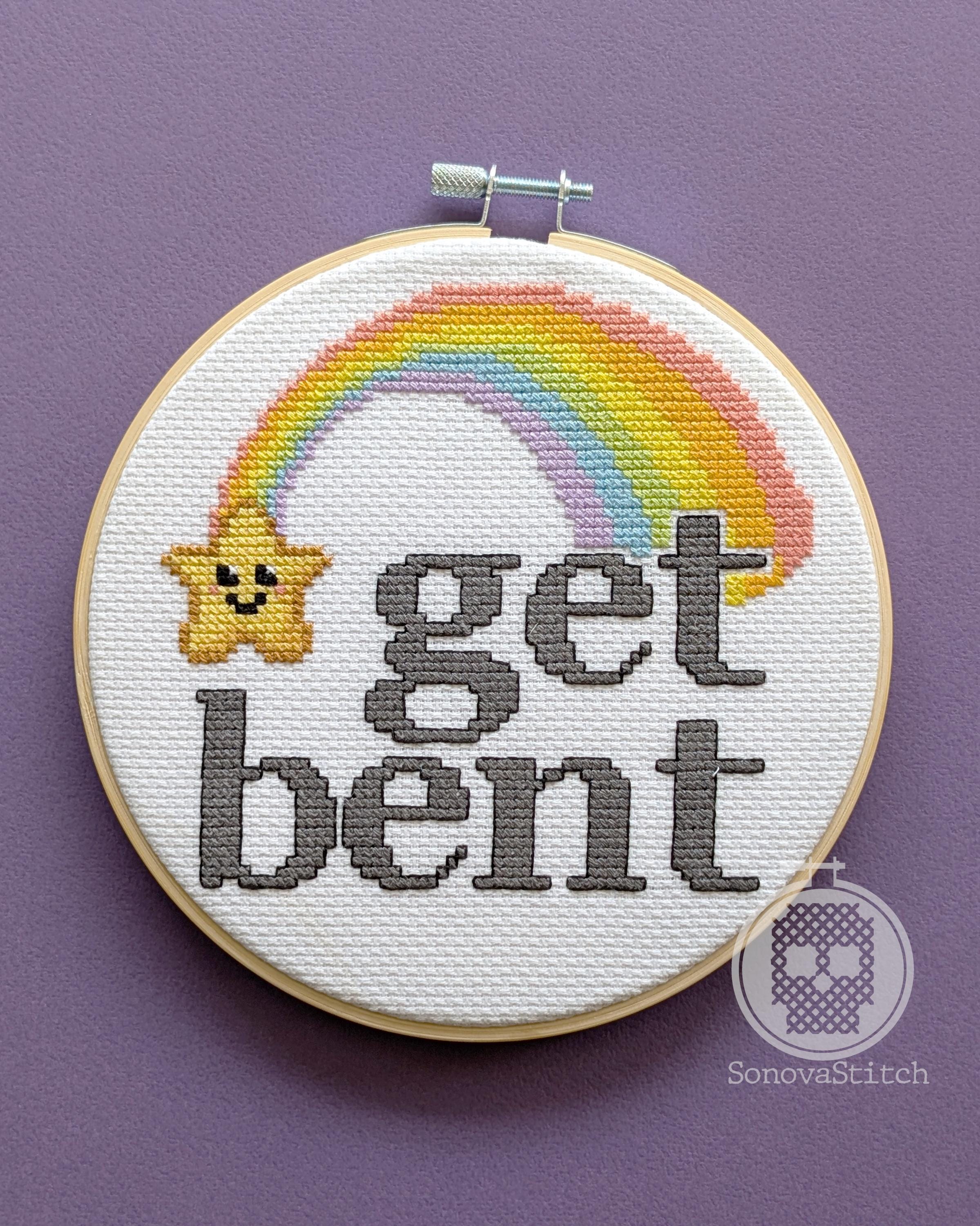 Get Bent Kawaii Pastel Rainbow Cross Stitch Pattern - instant PDF Download