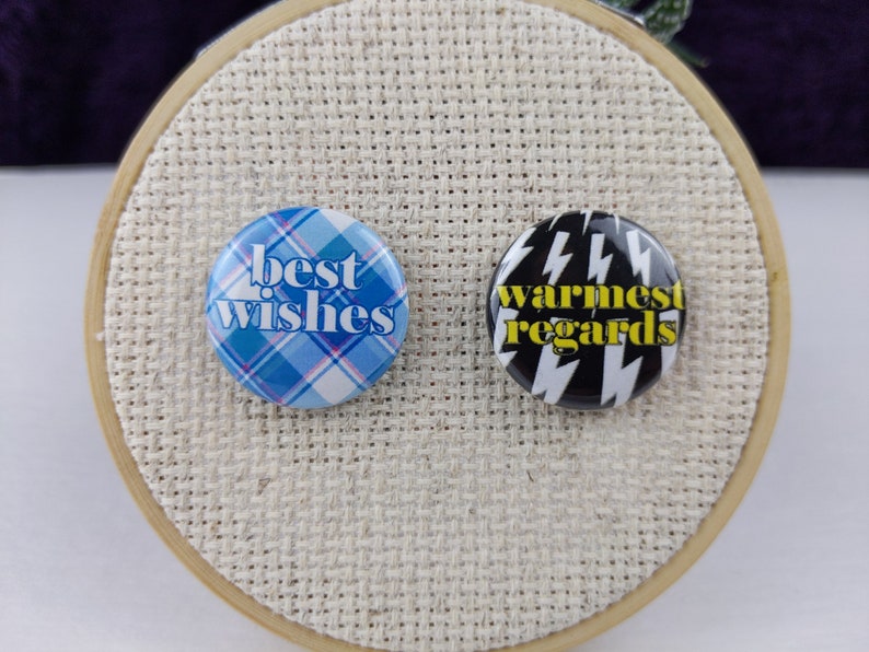 Schitt's Creek inspired flair pin/button set. 14 1 25mm pinback buttons in one set Free US Shipping image 5