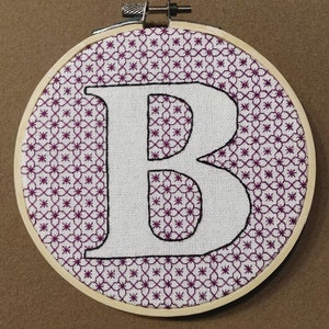 Blackwork Monogram embroidery custom PDF pattern - Digital delivery