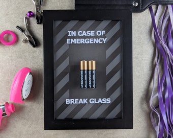 Sexy Emergency Kit shadowbox. "In case of emergency break glass" Gift for bridal shower