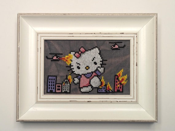 kitty♡ Hell No Kitty Kaiju EASY Cross Stitch Pattern - Instant PDF