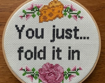 Schitt&#39;s Creek Inspired cross stitch pattern: &quot;You just fold it in&quot; - Instant download