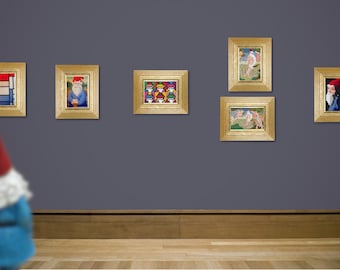 Gnomasterpieces Cross Stitch patterns - 10 Tiny Xstitch versions of famous paintings, but with gnomes - instant PDF Download