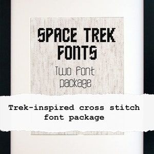 Cross Stitch Alphabet Fonts: Trek inspired sci-fi custom themed small and medium sized fonts for DIY Patterns