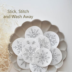 Christmas Snowflakes Embroidery Designs. Stick and stitch embroidery designs. Snowflakes pattern. Printed designs for embroidery