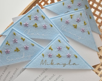 Personalised Embroidered corner bookmark. Felt corner bookmark - Holly