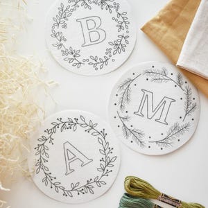 Christmas Wreath Embroidery Designs. Stick and stitch embroidery designs. Printed designs for embroidery. Mix Pack