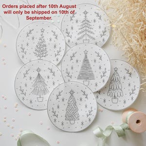 Christmas Tree Embroidery Designs. Stick and stitch embroidery designs. Christmas tree pattern. Printed designs for embroidery