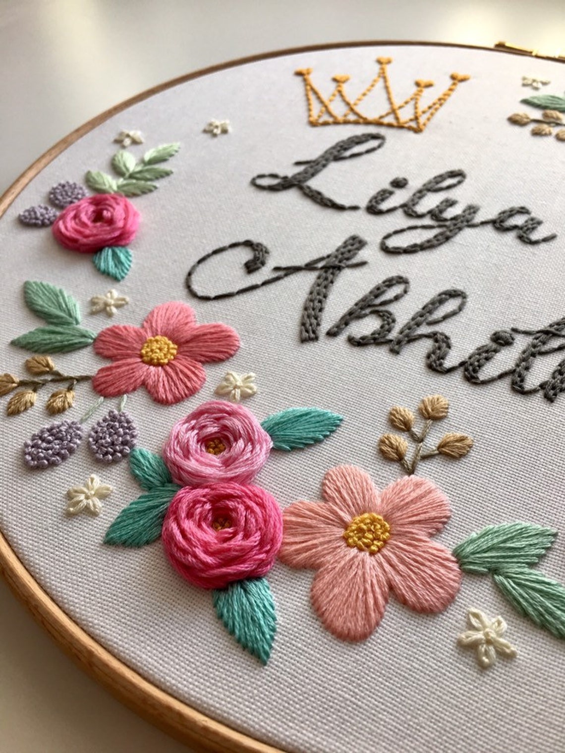 Personalized Name Embroidery Hoop, Floral Custom Name Hoop Art - Etsy UK