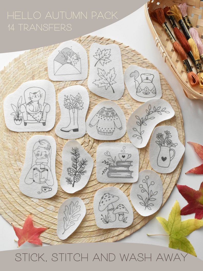 Hello Autumn - Stick and Stitch Embroidery Designs, Water Soluble ...