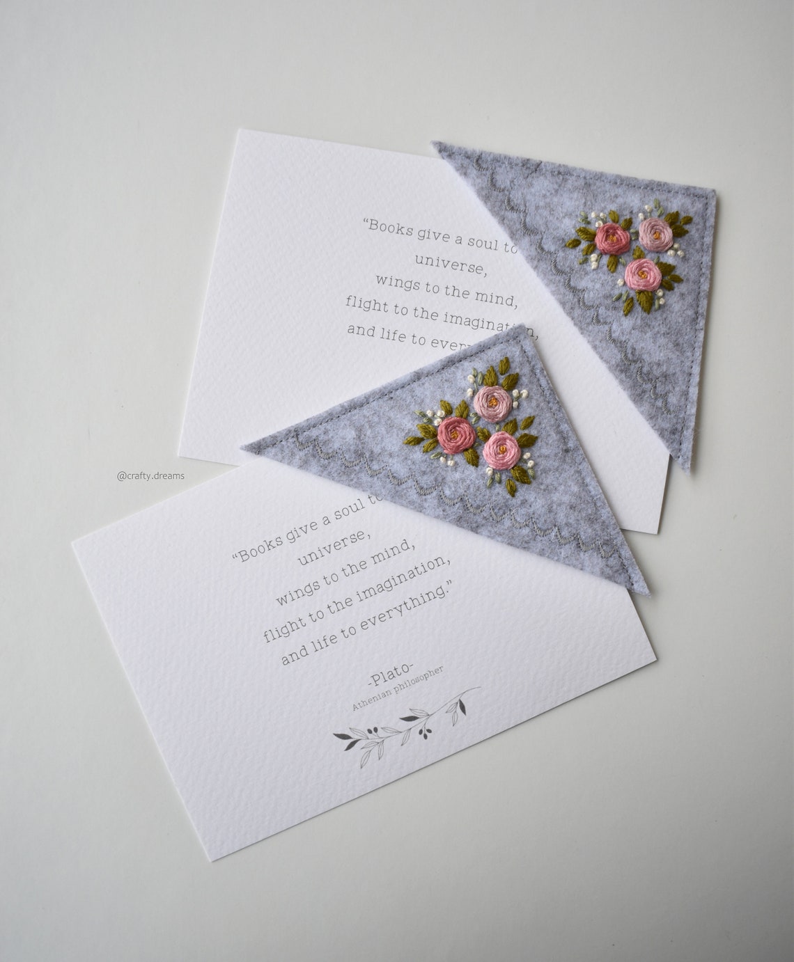 Embroidered corner bookmark Etsy