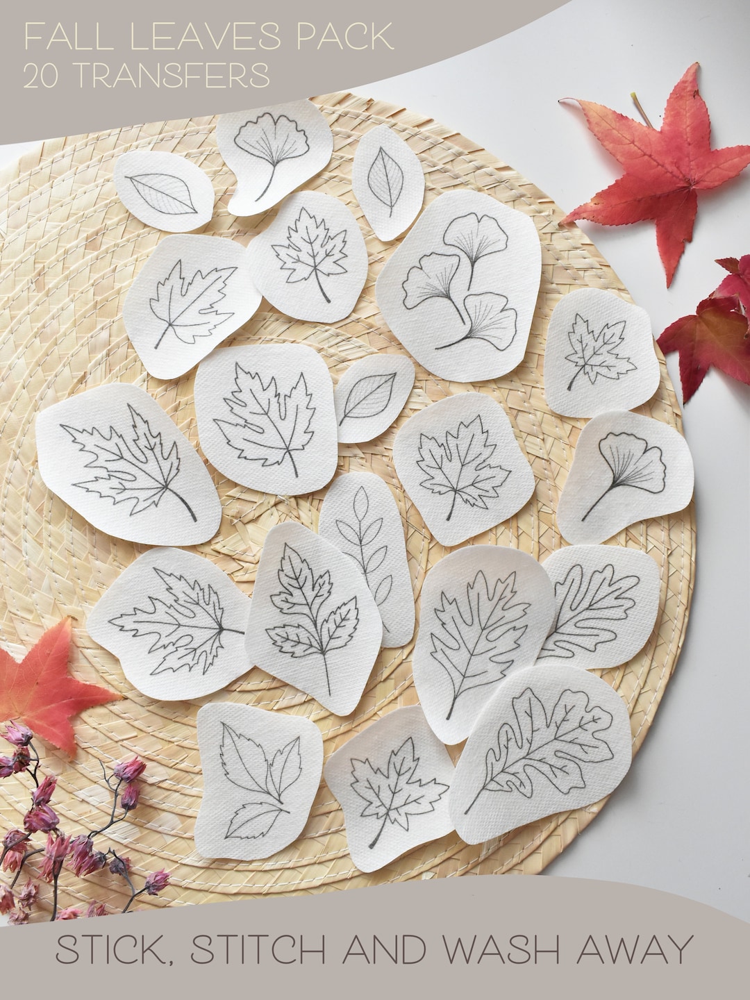 Fall Leaves - Stick and Stitch Embroidery Designs, Water Soluble ...