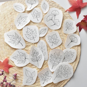 Herbstblätter - Sticken und nähen, Stickmuster, Wasserlösliche Stickmuster, Gedruckte Stickmuster zum Sticken. Herbstblätter.