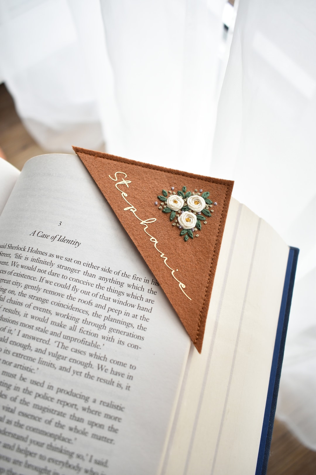 Personalised Embroidered Corner Bookmark. Felt Corner Bookmark Etsy